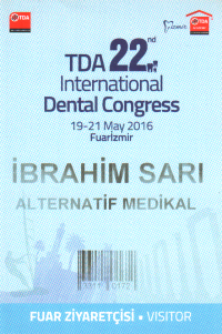 2016 - TDB 22.Uluslararası Dişhekimliği Kongresi