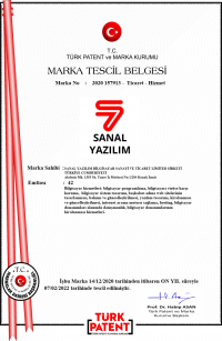 Sanal Yazılım Marka Tescil Belgesi