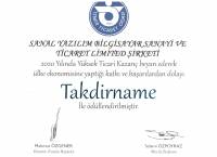 İzmir Ticaret Odası Takdirname Belgesi