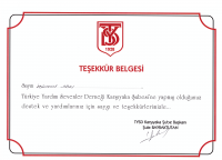 TSYD Teşekkür Belgesi