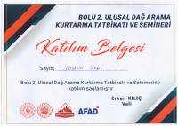 Bolu 2. Ulusal Dağ Arama Kurtarma Tatbikatı ve Semineri