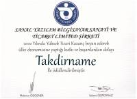 İzmir Ticaret Odası Takdirname Belgesi