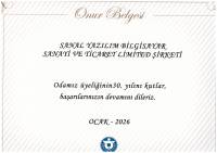 2026 İzmir Ticaret Odası Onur Belgesi