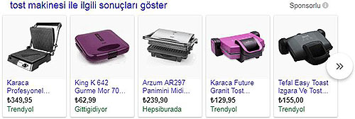 Alış veriş sonuçları