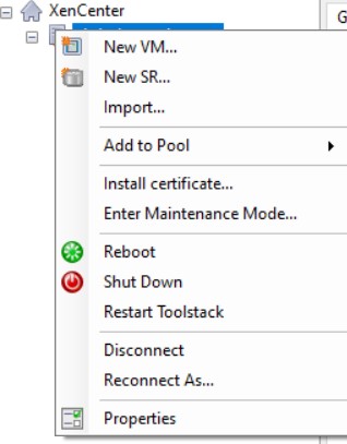 XenCenter yeni sanal makine