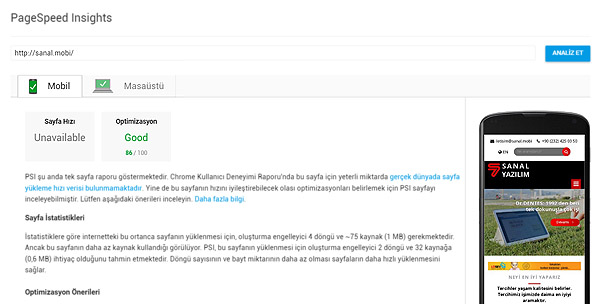 Sayfa yüklenme hızı