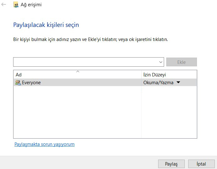 Windows dosya paylaşımı